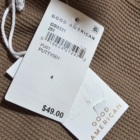 Good American Thermal Cotton High Rise Bike Shorts Putty Size 4 (XL) - Picture 7 of 10